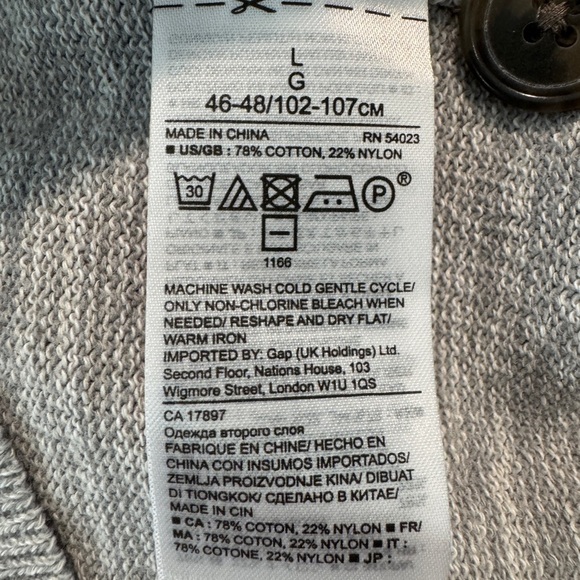 NWT Banana Republic Cardigan Sweater Men’s Large Gray Shawl Neck Button Up - Picture 4 of 7